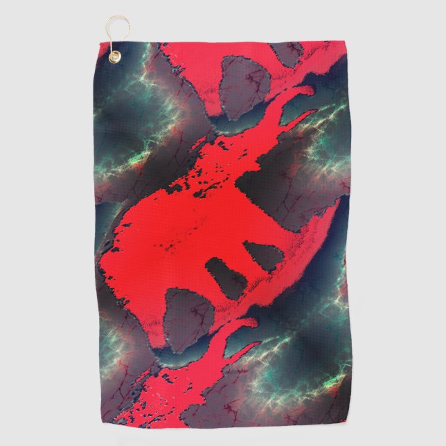 Abstraktes Rot zeichnend mit sehr rustikaler Wirku Golfhandtuch (Vorderseite)