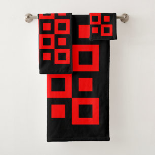 Abstraktes rote und schwarze badhandtuch set