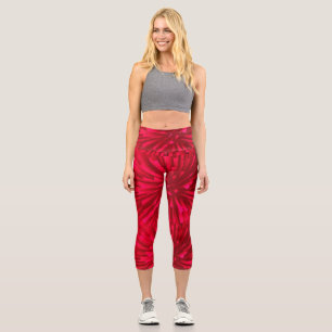ABSTRAKTES ROTES ASTRAL-BILD CAPRI LEGGINGS