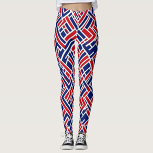 Abstraktes rotes blaues Muster Leggings