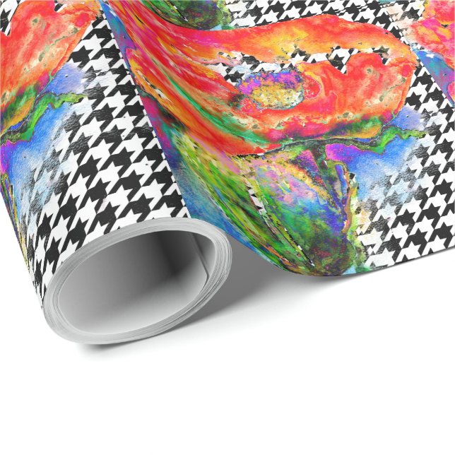 Abstraktes, rotes, florentfarbenes Aquarellmuster Geschenkpapier (Rolleneckpunkt)