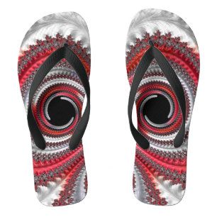 Abstraktes Rotes Gradient Spiral Fraktal Flip Flops