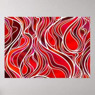 Abstraktes Rotes Hartglas Poster