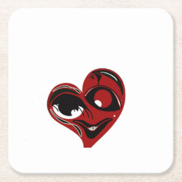 Abstraktes, rotes Herz Rechteckiger Pappuntersetzer