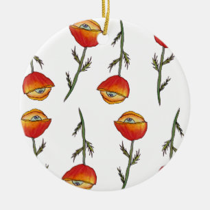 Abstraktes Rotes Mohn Surreal Keramik Ornament