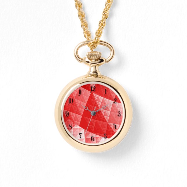 Abstraktes Rotes Muster Armbanduhr (Vorderseite)