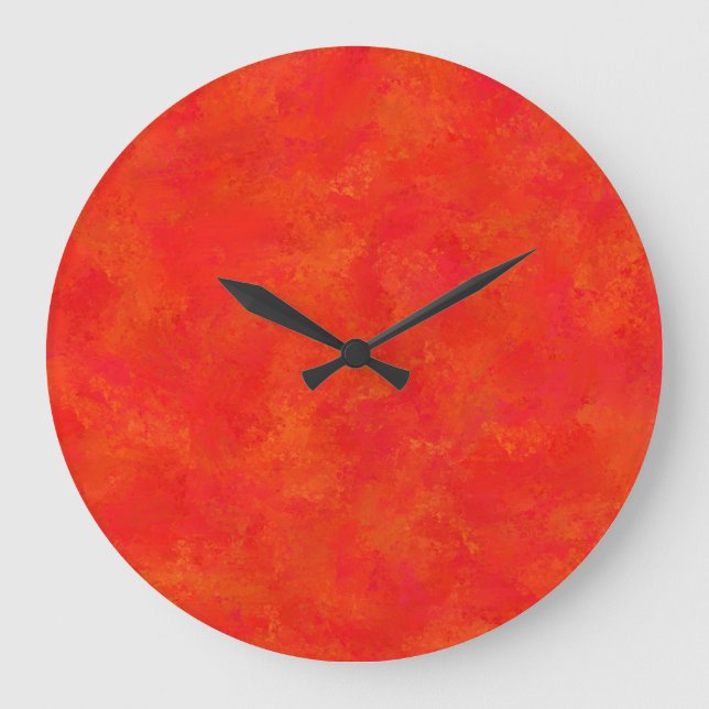 Abstraktes rotes Orangenmuster Große Wanduhr (Vorderseite)