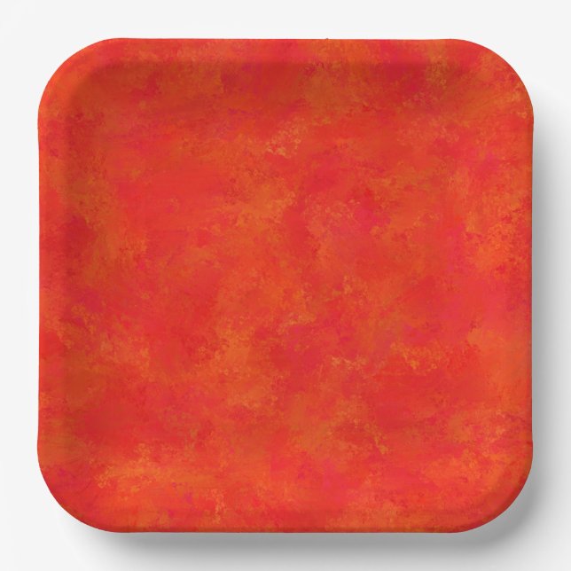 Abstraktes rotes Orangenmuster Pappteller (Vorderseite)