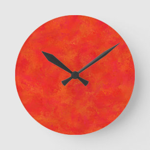 Abstraktes rotes Orangenmuster Runde Wanduhr