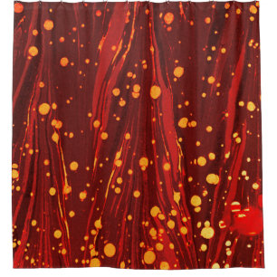 ABSTRAKTES ROTES PAPIER MIT GOLDSPLASHEN DUSCHVORHANG