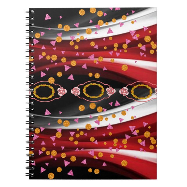 Abstraktes rotes schwarzes Notizbuch Notizblock (Vorderseite)