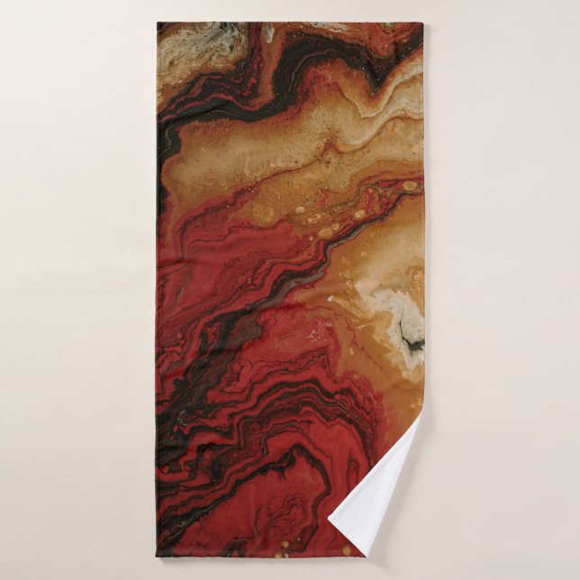 ABSTRAKTES ROTES UND GRAUES WALLPAPIER BADEHANDTUCH (Badehandtuch)