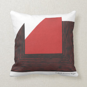 Abstraktes rotes und schwarzes geometrisches kissen