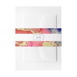 Abstraktes Ruby Red mit Lila und goldener Hochzeit Einladungsbanderole