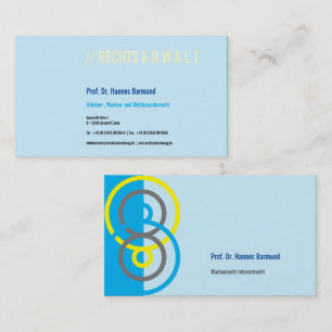 Abstraktes rundes Logo blaue gelbe Visitenkarte