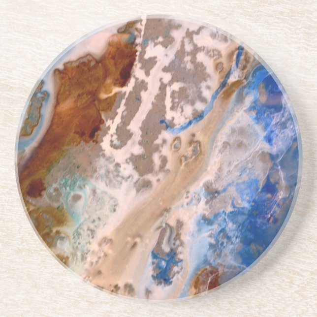 Abstraktes Sandstrandmuster mit Schaumwasser Sandstein Untersetzer (Vorne)