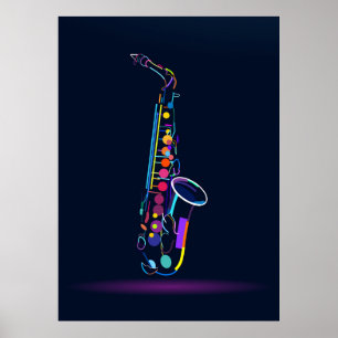 Abstraktes Saxophon Poster