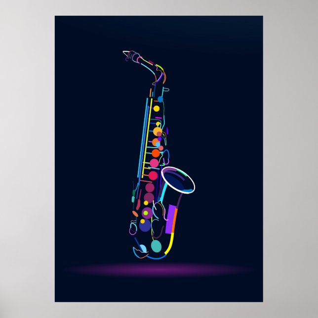 Abstraktes Saxophon Poster (Vorne)