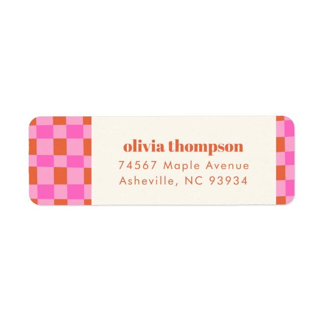 Abstraktes Schachbrett Rosa Orange Dusche Rücksend (Vorne)