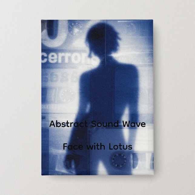 Abstraktes Schallwellen-Gesicht mit Lotus – Minima Button (Vorderseite)