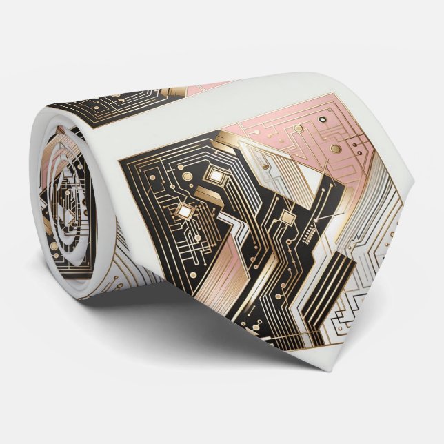 Abstraktes Schaltbrett - Retro Art Deco Krawatte (Gerollt)