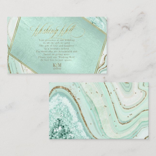 Abstraktes Schiff wünscht Brunnen V1 Minze ID827 Begleitkarte (Vorne/Hinten)