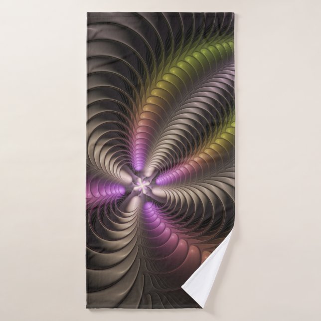 Abstraktes schlankes, buntes 3D-Fraktal Badehandtuch (Badehandtuch)