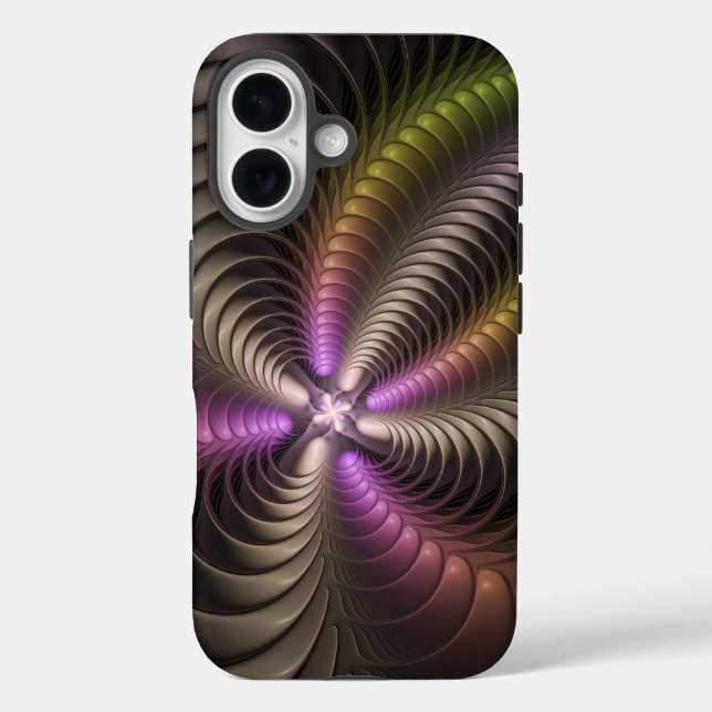 Abstraktes schlankes, buntes 3D-Fraktal Case-Mate iPhone Hülle (Rückseite)