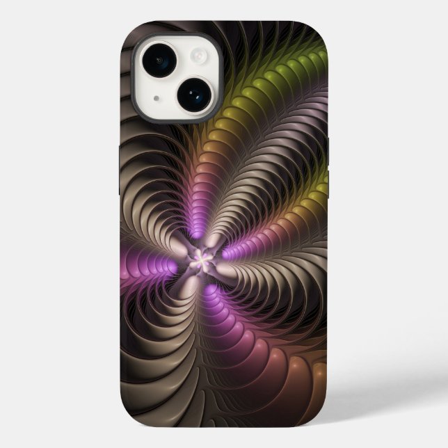 Abstraktes schlankes, buntes 3D-Fraktal Case-Mate iPhone Hülle (Rückseite)