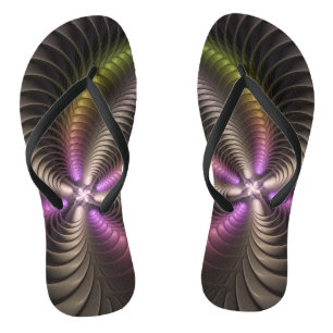 Abstraktes schlankes, buntes 3D-Fraktal Flip Flops