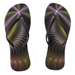 Abstraktes schlankes, buntes 3D-Fraktal Flip Flops