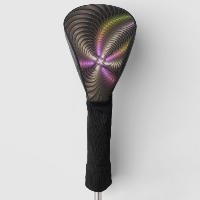 Abstraktes schlankes, buntes 3D-Fraktal Golf Headcover (Vorderseite)