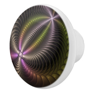 Abstraktes schlankes, buntes 3D-Fraktal Keramikknauf
