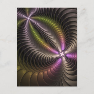 Abstraktes schlankes, buntes 3D-Fraktal Postkarte