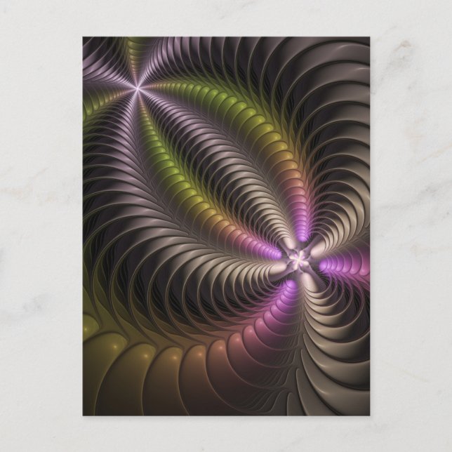 Abstraktes schlankes, buntes 3D-Fraktal Postkarte (Vorderseite)