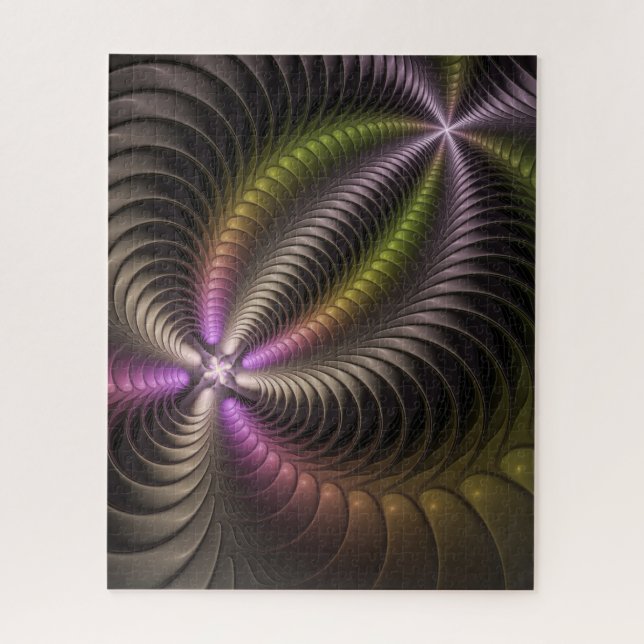 Abstraktes schlankes, buntes 3D-Fraktal Puzzle (Vertikal)