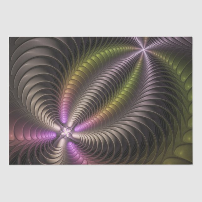 Abstraktes schlankes, buntes 3D-Fraktal Seidenpapier (Vorderseite)