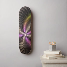 Abstraktes schlankes, buntes 3D-Fraktal Skateboard