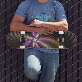 Abstraktes schlankes, buntes 3D-Fraktal Skateboard