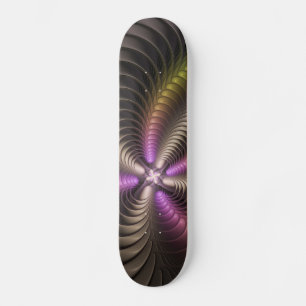 Abstraktes schlankes, buntes 3D-Fraktal Skateboard