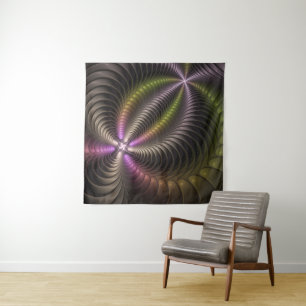 Abstraktes schlankes, buntes 3D-Fraktal Wandteppich