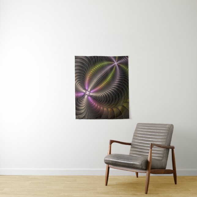 Abstraktes schlankes, buntes 3D-Fraktal Wandteppich (Beispiel)