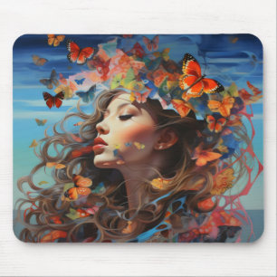 Abstraktes Schmetterlingsmädchen Mousepad