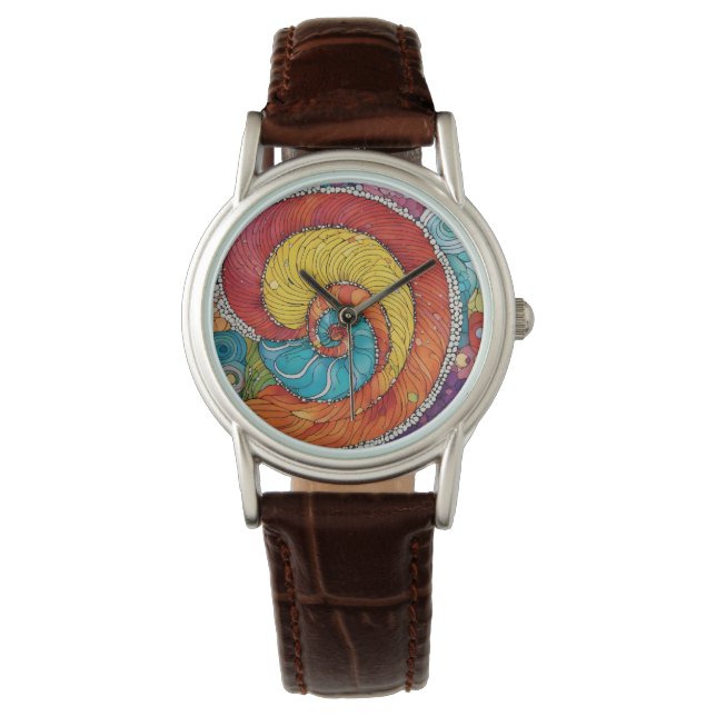 Abstraktes Schnecken Muster, multicolor Armbanduhr (Vorderseite)