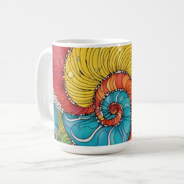 Abstraktes Schnecken Muster, multicolor Kaffeetasse (Vorderseite Links)