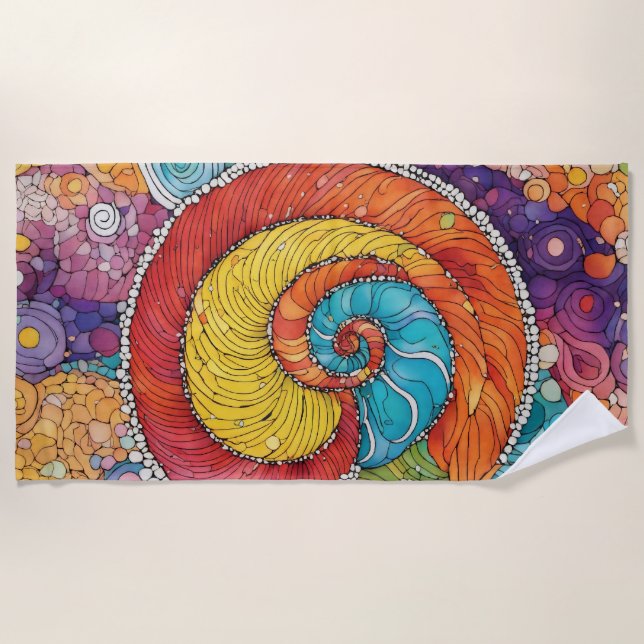 Abstraktes Schnecken Muster, multicolor Strandtuch (Vorderseite)