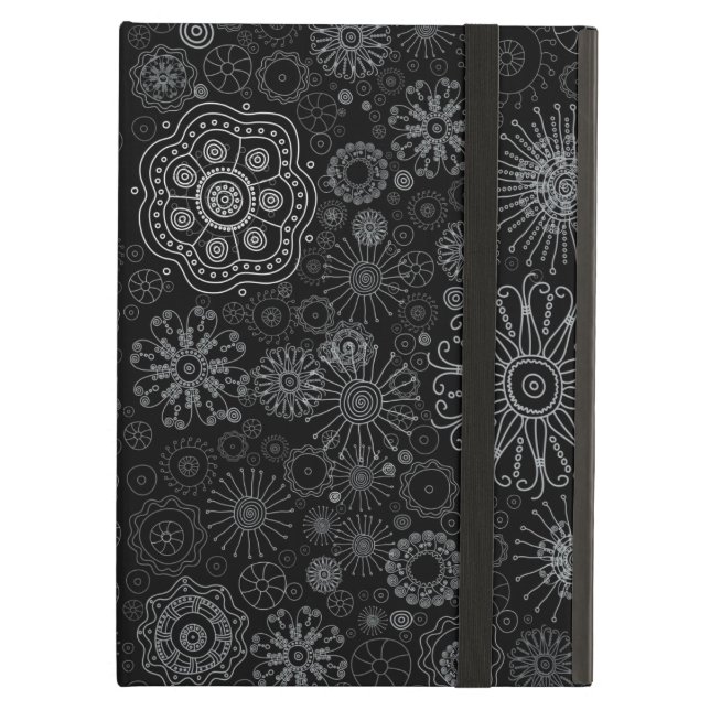 Abstraktes Schneeflockenmuster in Schwarz/Weiß (Vorderseite Geschlossen)