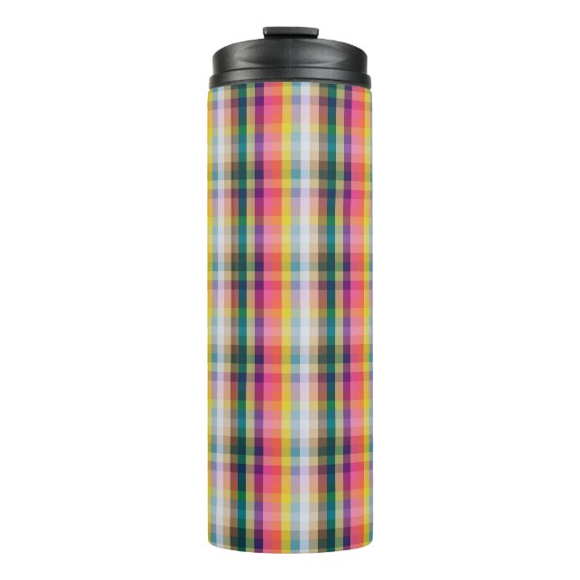 Abstraktes schottisches kariertes thermosbecher (Vorderseite)