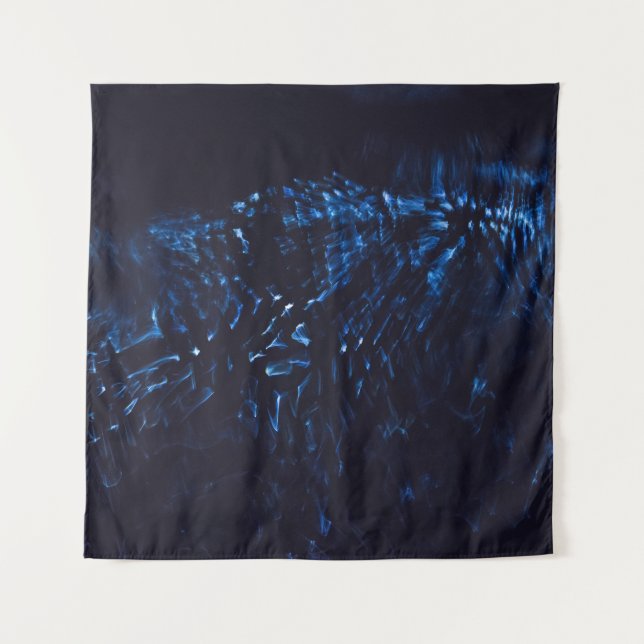Abstraktes Schwarz-Blau-Bild Wandteppich (Vorderseite)