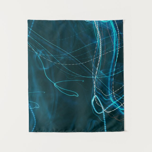Abstraktes Schwarz-Blau-Bild Wandteppich (Vorderseite)